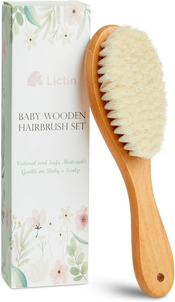 Lictin Baby Hair Brush, Natural Soft Goat Hair Brush, Newborn Cradle Cap Brush for Boys and Girls... | Amazon (US)