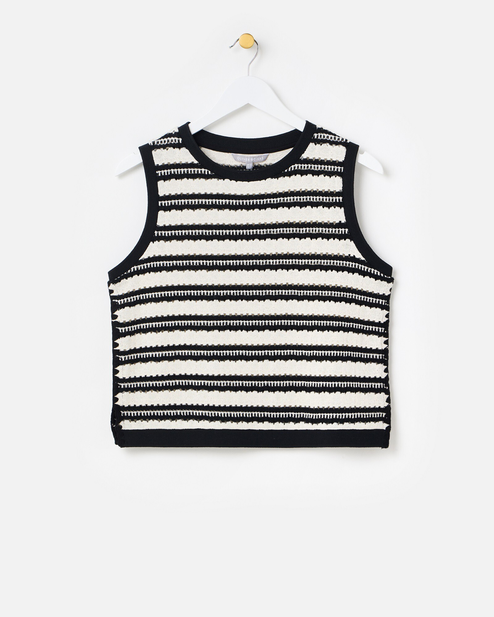 Black & Cream Striped Crochet Vest | Oliver Bonas | Oliver Bonas (Global)