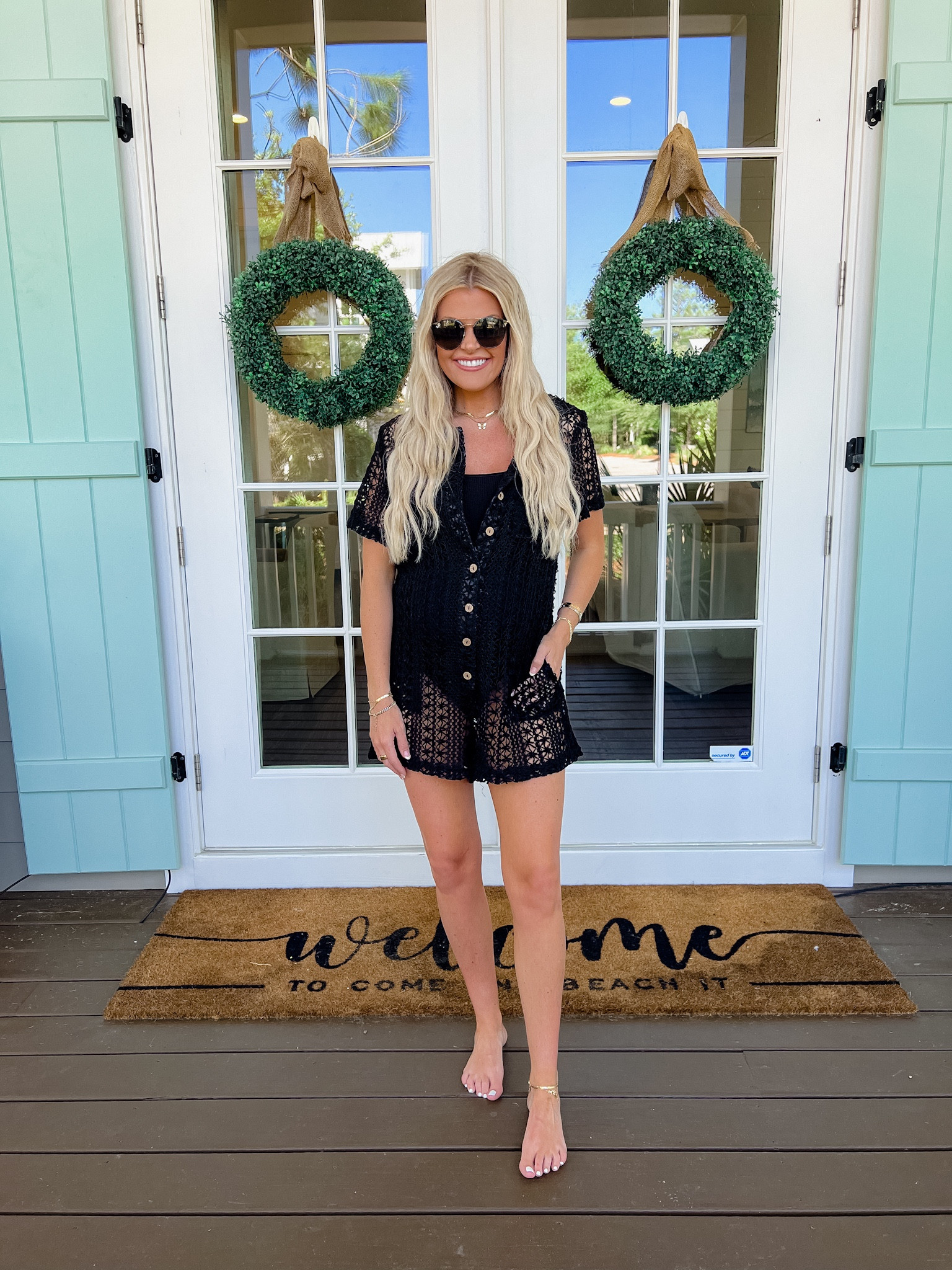 swimsuit cover up, swimwear, crochet cover up, black swimsuit, bump friendly, one piece swimsuit, travel, summer, beach, pool, sunglasses, ray bans (wearing a medium in the swimsuit & small in cover up) 

electric picks code: JESS20 

#LTKunder100 #LTKtravel #LTKswim