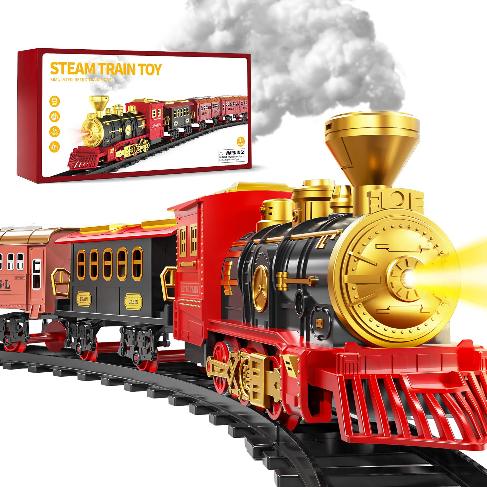 Train Set for Kids 3-5 4-7, Classic Electric Train Toys Set with Locomotive Engine, Lights & Soun... | Amazon (US)