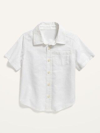 Short-Sleeve Linen-Blend Pocket Shirt for Toddler Boys | Old Navy (US)