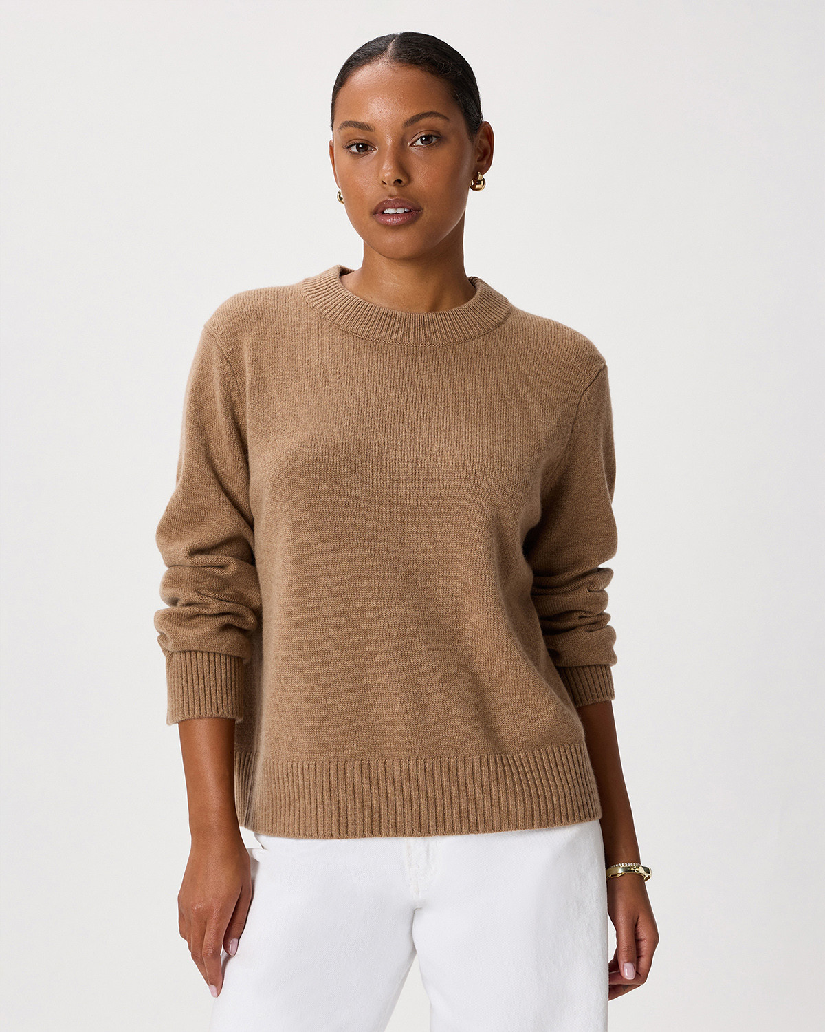 Quince | Women's Mongolian Cashmere OverSized Crewneck Sweater in Brown, Size Large | Quince