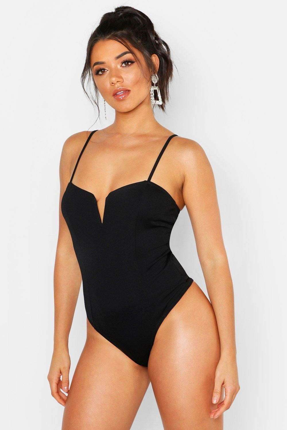Crepe Plunge Front Bodysuit | Boohoo.com (UK & IE)