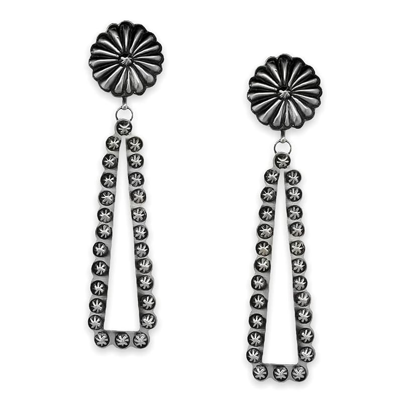 Genuine Oxidized Sterling Silver Earrings, Authentic Navajo Native American USA Handmade, Nickle ... | Amazon (US)