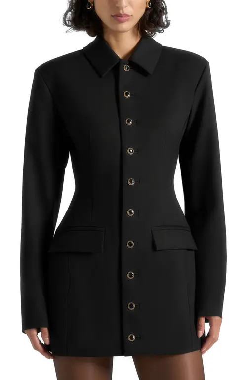 Manière De Voir Amelie Hourglass Button Up Blazer Dress in Black at Nordstrom, Size 0 | Nordstrom
