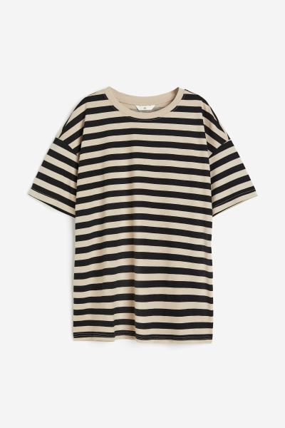 Printed T-shirt - Beige/black striped - Ladies | H&M US | H&M (US)
