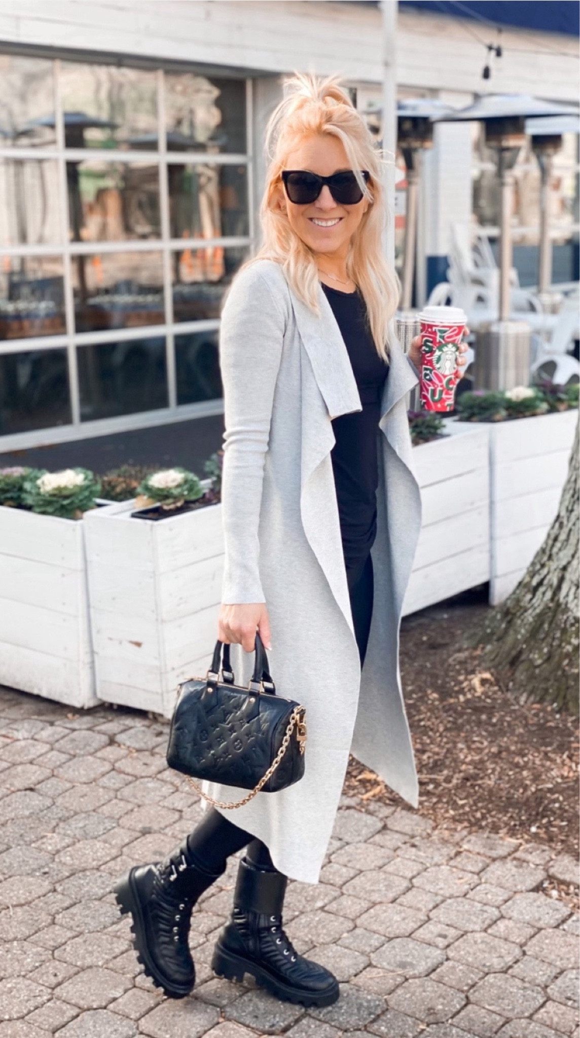 Leggings and a cardigan - can’t go wrong! 

Wearing a size 0 in the cardigan. The arms are tighter so size up one if in between. 

Spanx leggings run true to size. Use code RACHELXSPANX for 10% off! 

Boots are Gucci from a few years ago. Linking similar and a save version too! 

#LTKSeasonal #LTKfindsunder100 #LTKstyletip