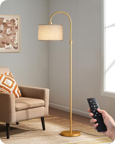 EDISHINE Modern Arc Floor Lamp with Remote, Dimmable Gold Floor Lamp, 3000K-6500K Color Temperatures, Tall Pole Reading Floor Lamps for Living Room Bedroom Office, Footswitch, LED Bulb Included | Amazon (US)