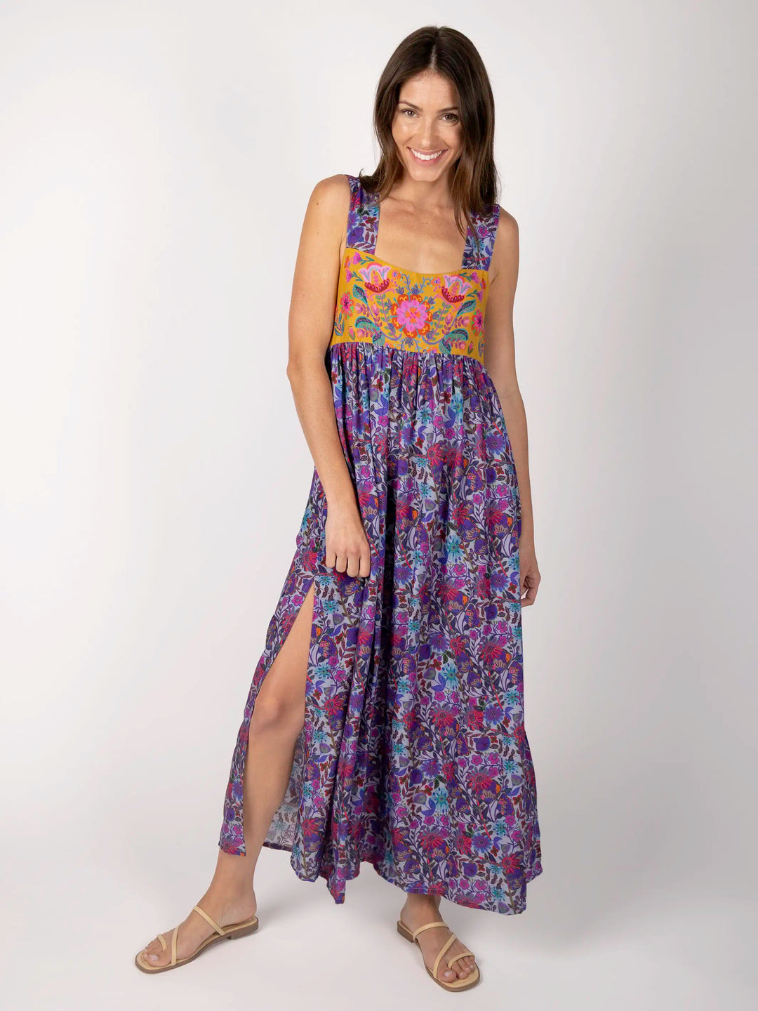 Tricia Maxi Dress - Dark Purple Daisies | Natural Life