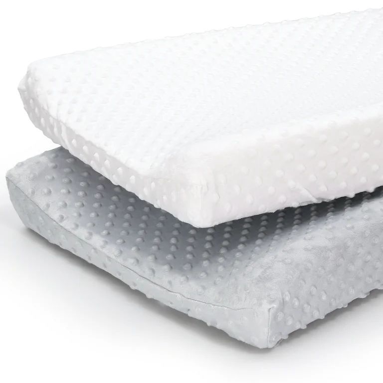 The Peanutshell Changing Pad Diaper Changing Pad Cover, 2 Pack, Minky White & Gray | Walmart (US)