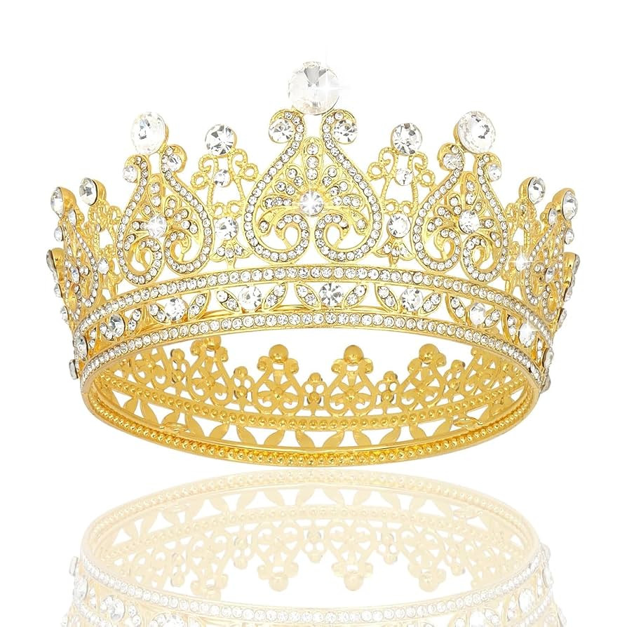 KEUKORZ Gold Rhinestone Tiara - 1Pc Glitter Round Crown Headband for Women - Dazzling Fashion Gol... | Amazon (UK)