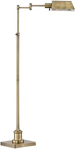 Jenson Modern Traditional Metal Adjustable Pharmacy Floor Lamp Swing Arm Aged Brass Metal Shade Stan | Amazon (US)