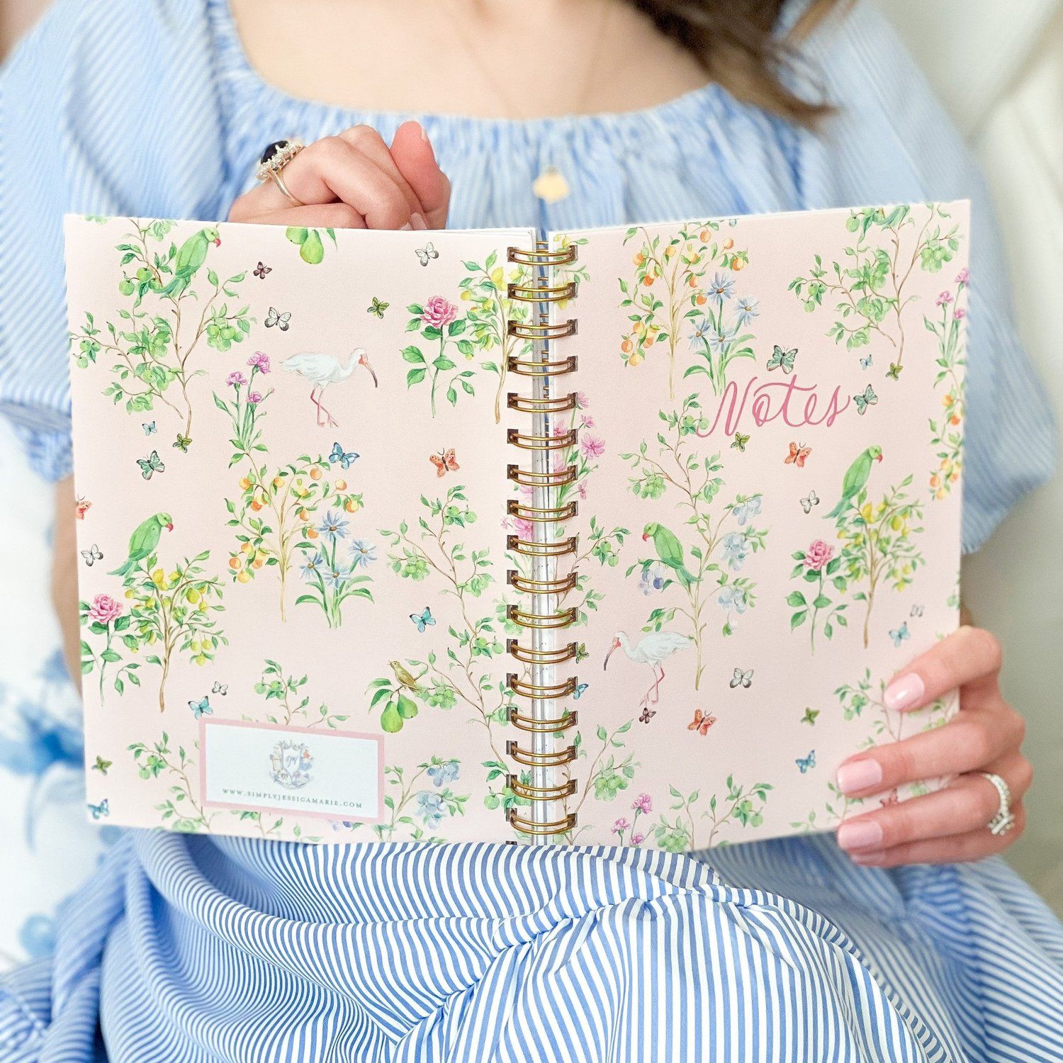 PRE-ORDER Pink Chinoiserie Gold Spiral Bound Watercolor Notebook — Simply Jessica Marie | Simply Jessica Marie