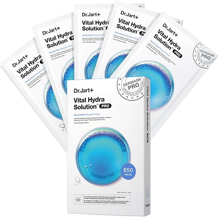 Dr.Jart+ Dermask Vital Hydra Solution Glow Korean Face Mask with Hyaluronic Acid for Glass Skin |... | Amazon (US)