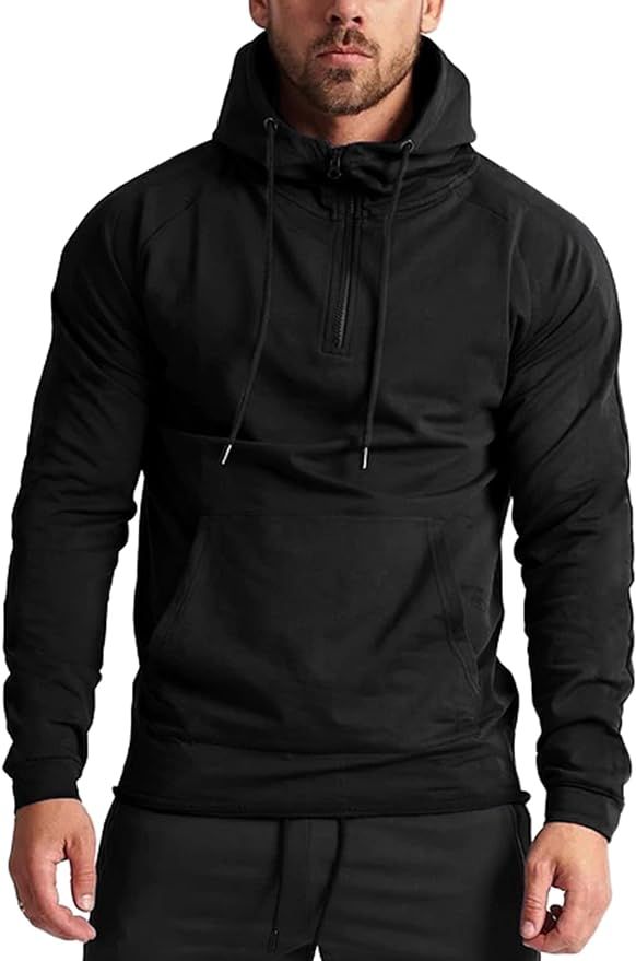 Babioboa Men's Athletic Hoodies Casual Long Sleeve Hooded Sweatshirt 1/4 Zip Sports Pullover Hood... | Amazon (US)