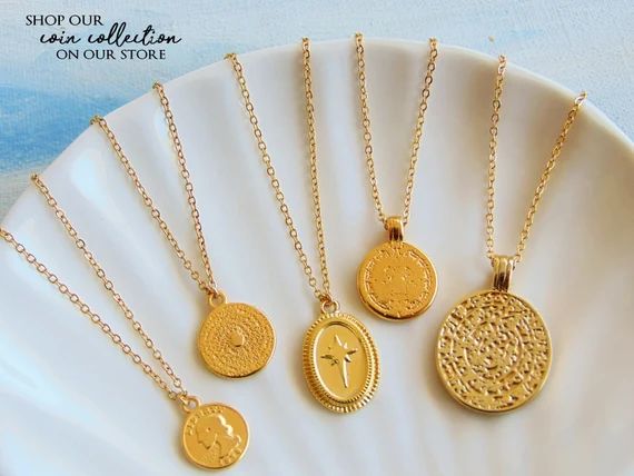 Gold Coin Necklace / Medallion Necklace / Mothers Day Gifts / Greek Coin Necklace / Simple Necklace  | Etsy (US)