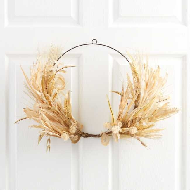 Dried Harvest Botanicals and Black Metal Wreath | World Market