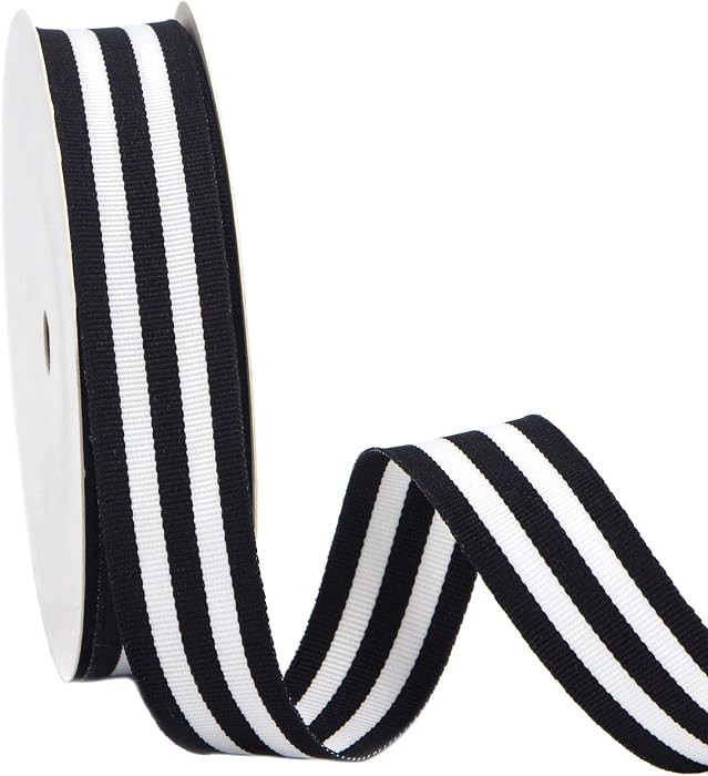Ribbli Black and White Striped Grosgrain Ribbon,7/8-Inch x10-Yard,Use for Gift Wrapping,Party Dec... | Amazon (US)