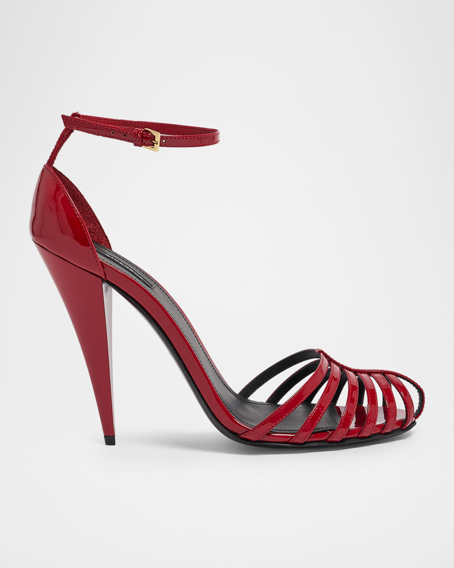 95mm Caged Patent Leather Pumps | Neiman Marcus
