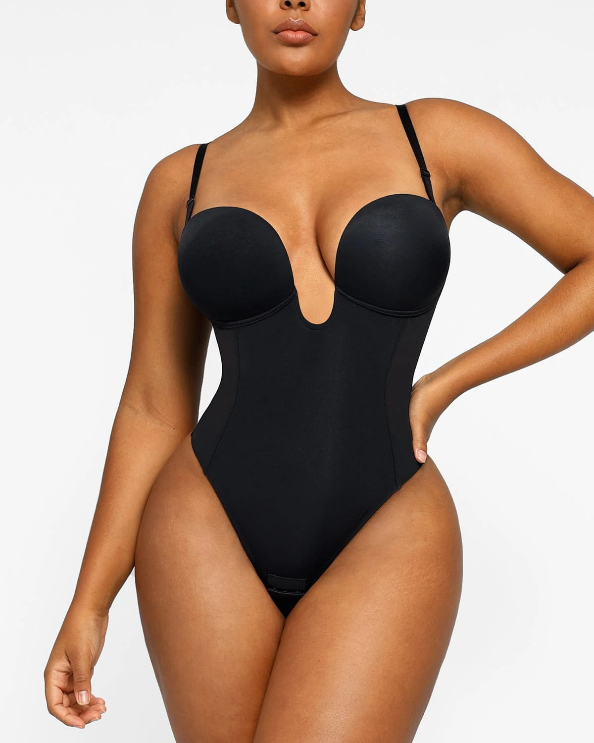 BOOT-YEAH™ MeshSmooth™ Deep Plunge Low-Back Thong Bodysuit | Shapellx Affiliate Program