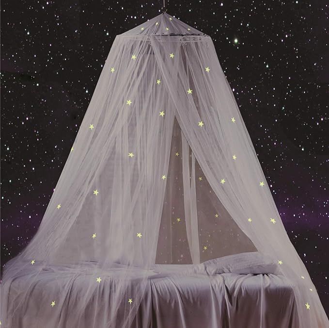 Bed Canopy with Fluorescent Stars Glow in Dark for Baby, Kids, Girls Or Adults, Anti Mosquito As ... | Amazon (US)