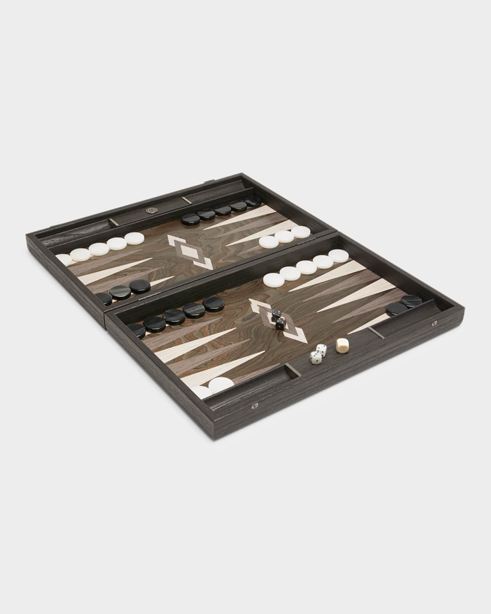 MANOPOULOS Ebony Burl Backgammon Set With Side Racks | Neiman Marcus
