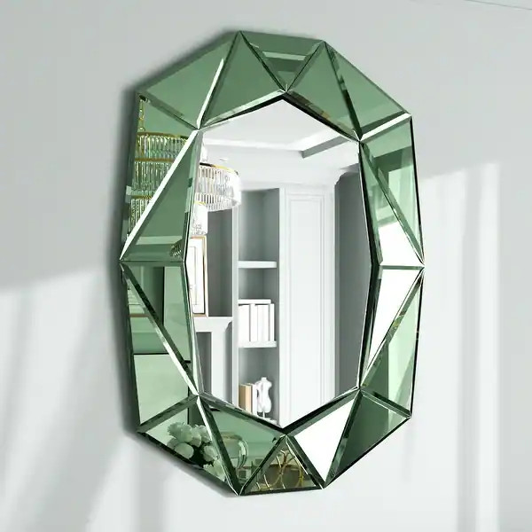 Diamond Beveled Edge Bathroom Wall Vanity Mirror - Green | Bed Bath & Beyond