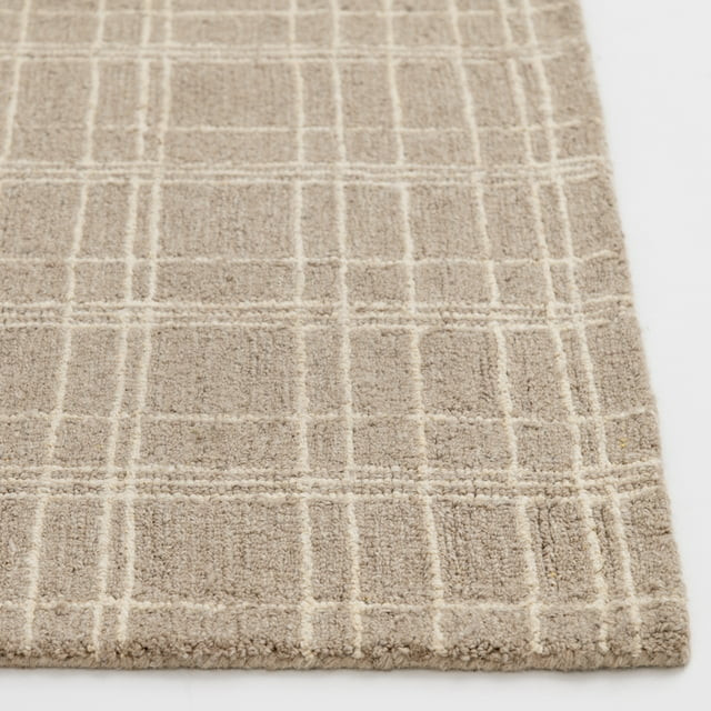 Better Homes & Gardens 7'10"x9'10" Beige Plaid Wool Indoor Area Rug | Walmart (US)