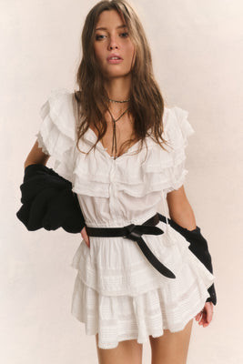 Liv Cotton Ruffled Heritage Dress ANTIQUE WHITE / XXL | LoveShackFancy