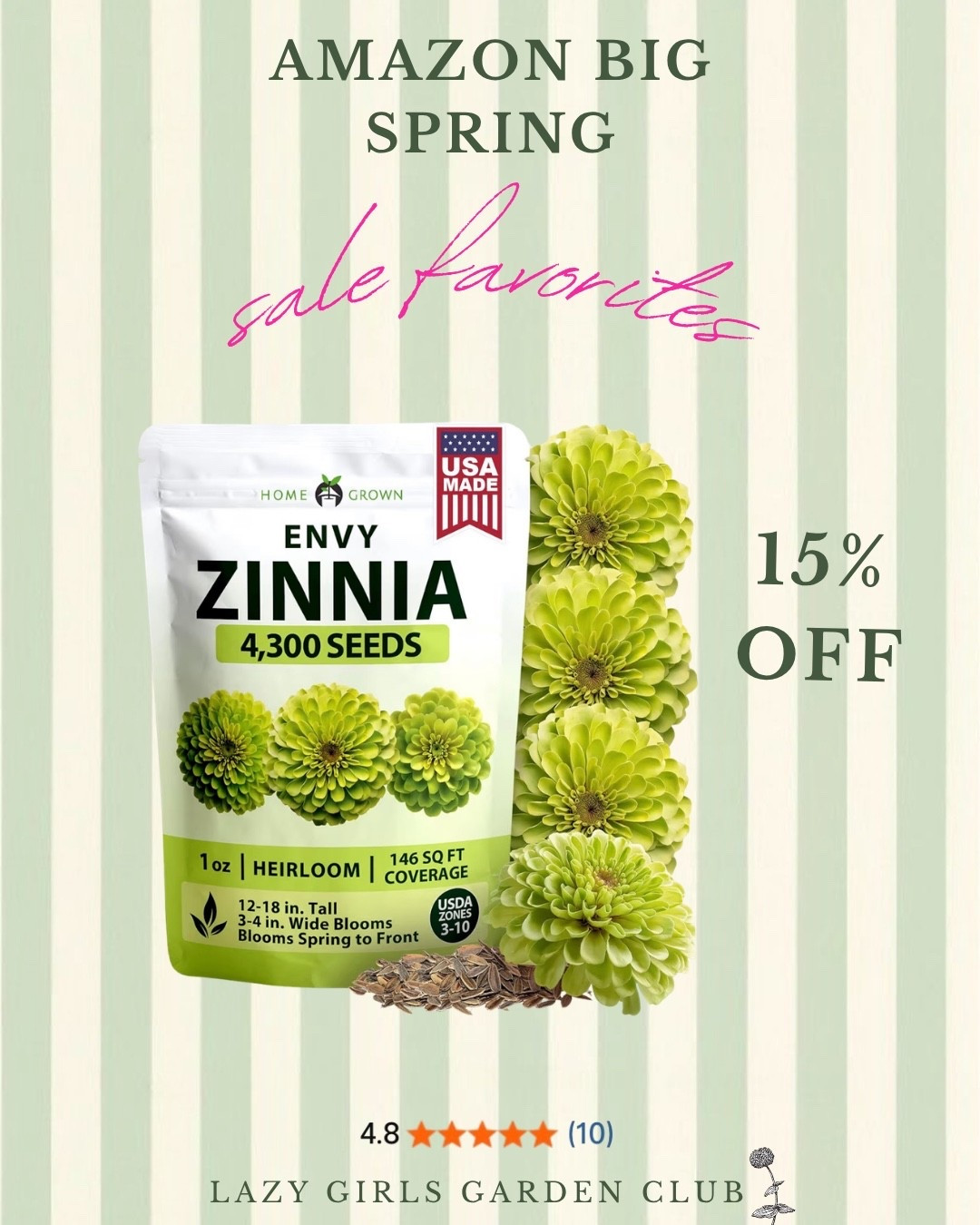 15% off these heirloom zinnia seeds today only for Amazon’s big spring sale!

#LTKHome #LTKSaleAlert #LTKSeasonal