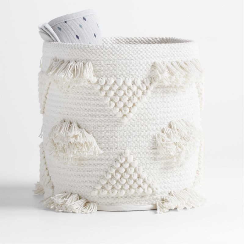 Dottie White Macramé Kids Small Woven Storage Bin | Crate & Kids | Crate & Barrel