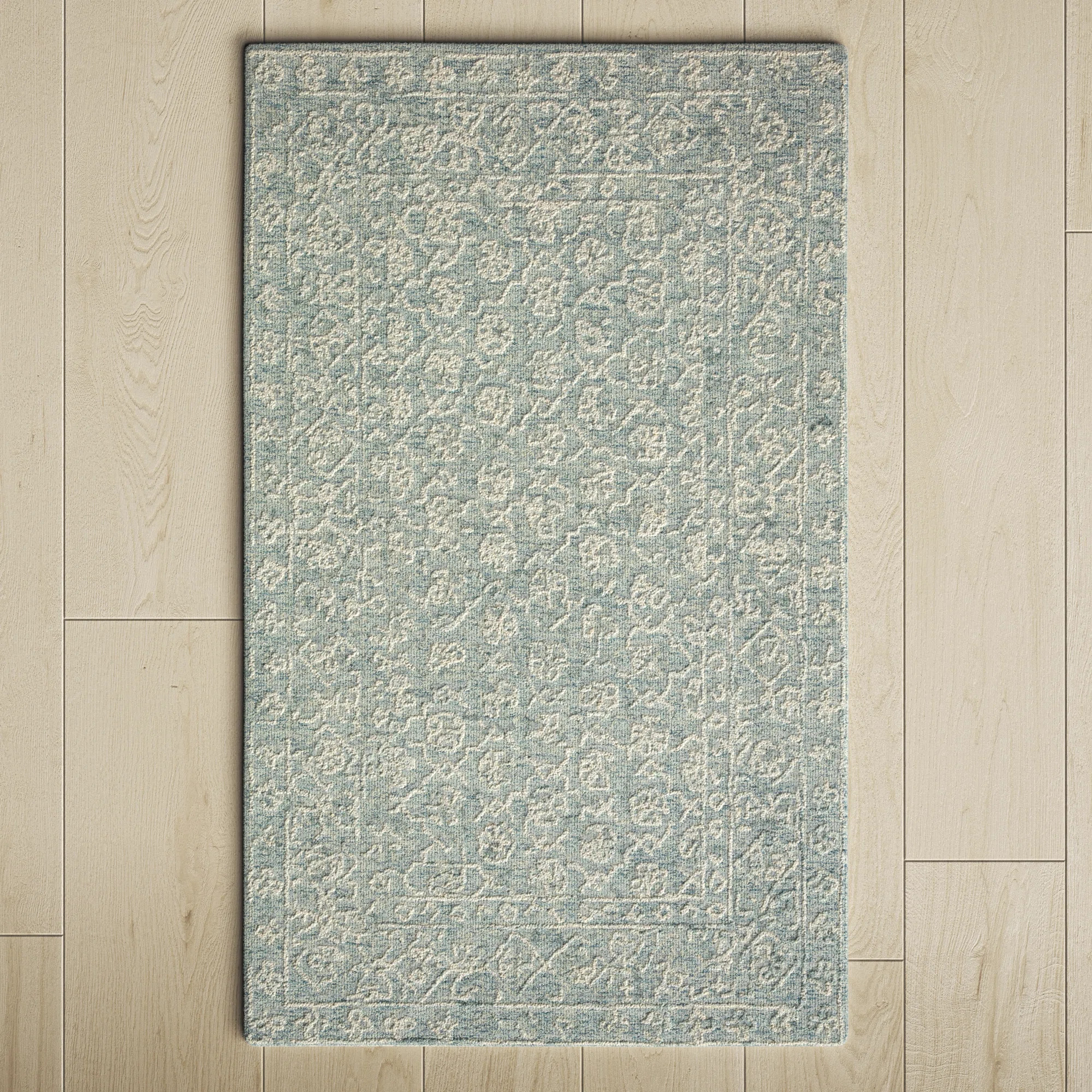 Millcreek Oriental Handmade Tufted Wool Area Rug in Ocean/Ivory | Birch Lane