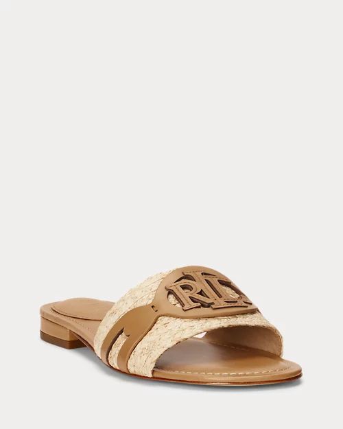 Alegra Raffia & Leather Slide Sandal for Women | Ralph Lauren® UK | Ralph Lauren (UK)