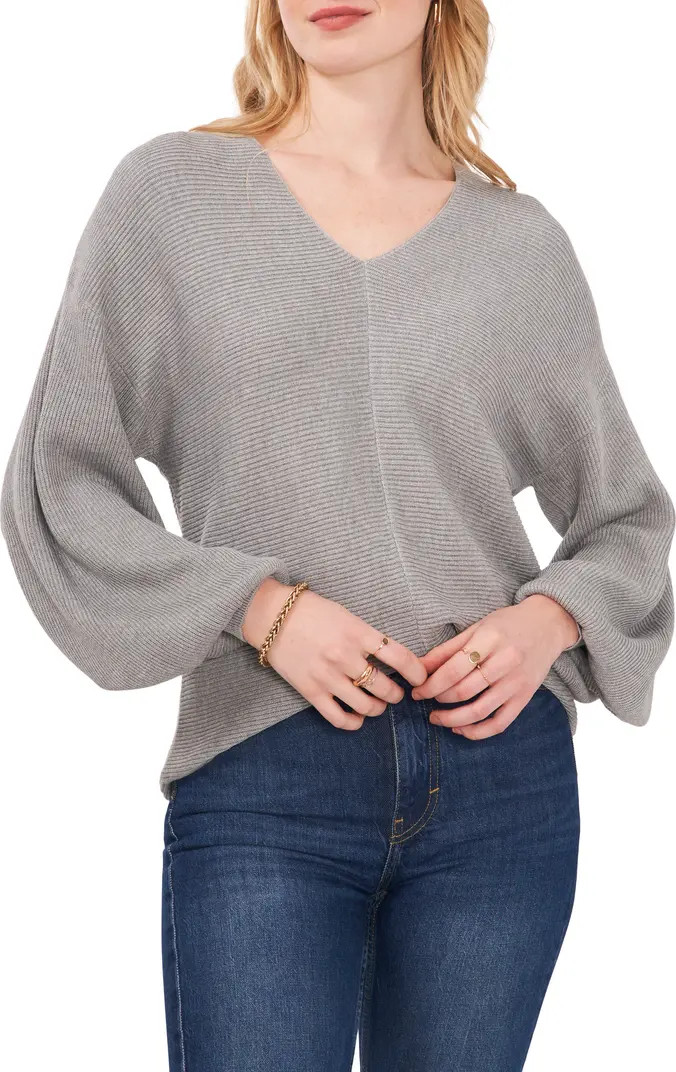 1.STATE Ribbed Balloon Sleeve Cotton Blend Sweater | Nordstrom | Nordstrom