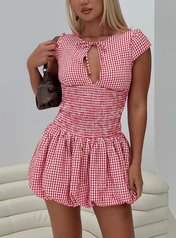 Ladybug Gingham Mini Dress Red | Princess Polly US