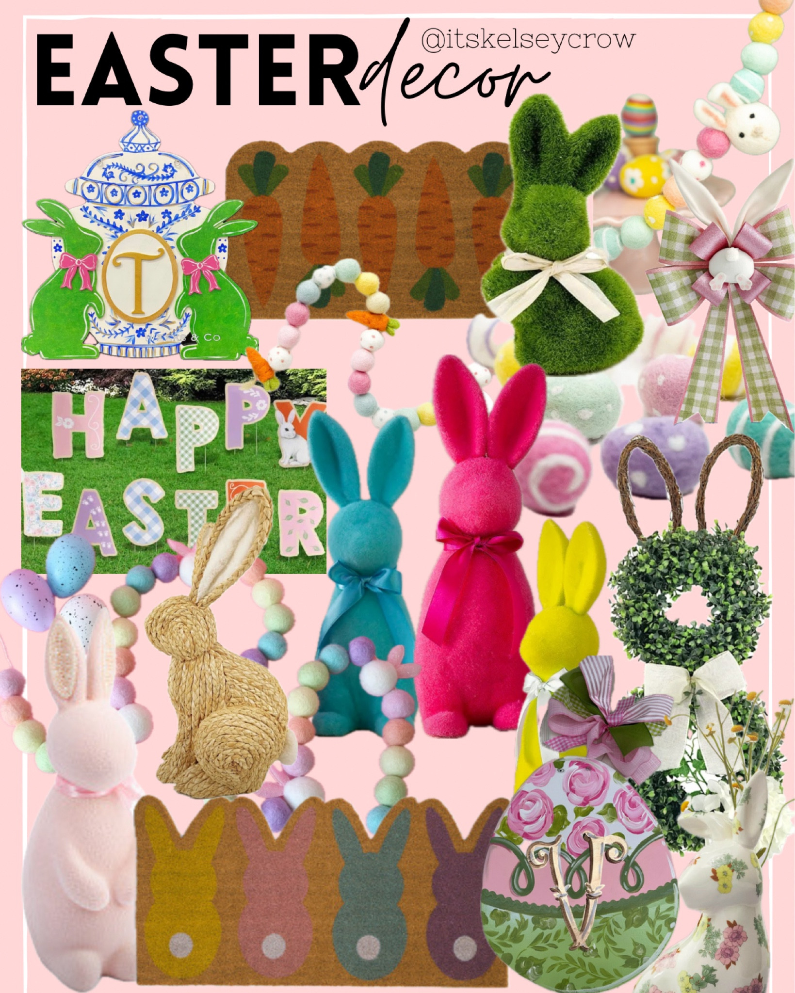 Easter 
Easter decor
Easter home 
Home decor
Bunny decor
Easter bunny 
Door hanger
Doormat 
Garland

#LTKSeasonal #LTKhome #LTKsalealert