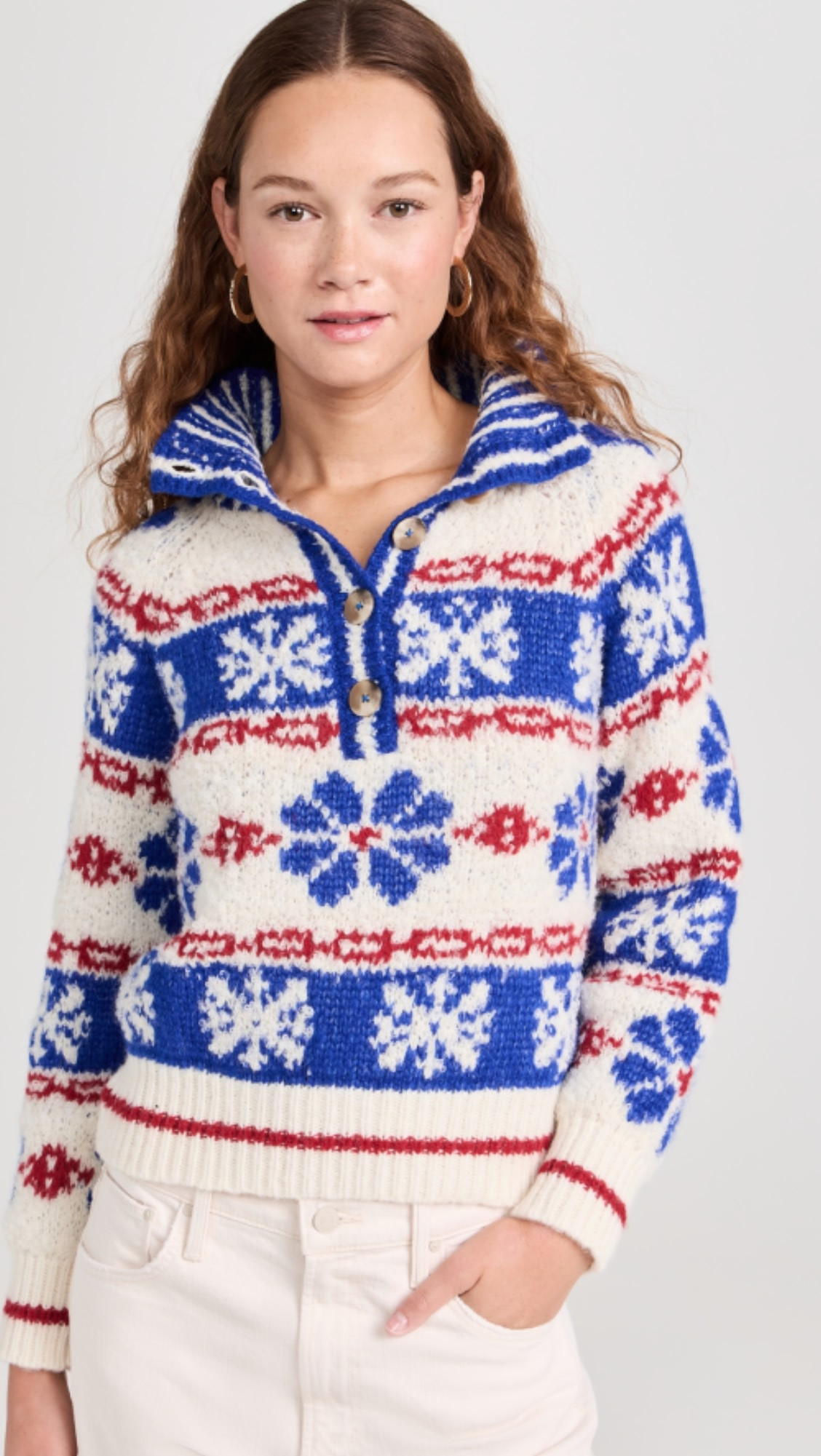 The Buttoned Funnel Sweater | Shopbop