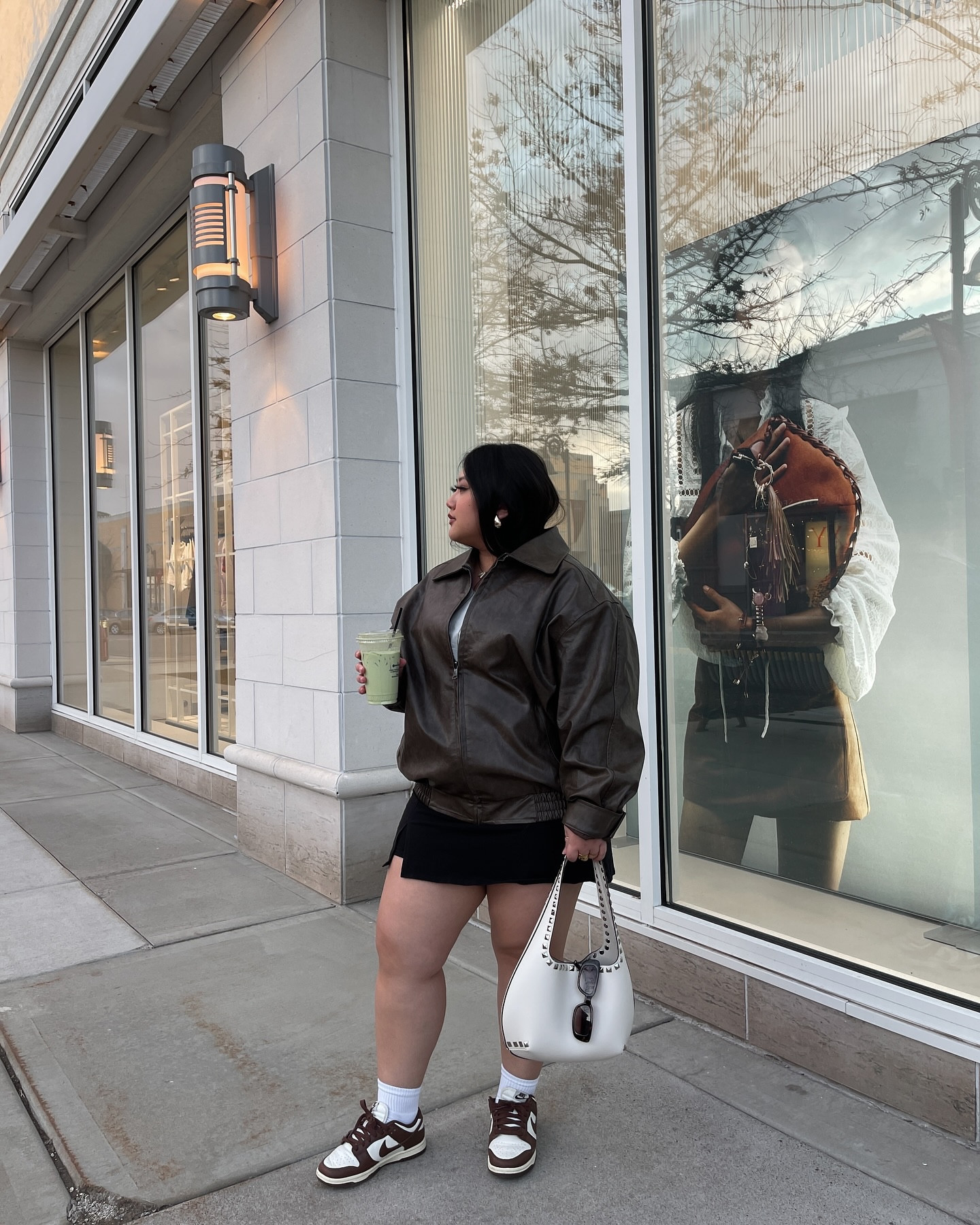 Matcha with my vanilla pls 🍵

Outfit Breakdown:
Jacket @beginningboutique 
Top @hollister 
Skirt @oldnavy 
Sneakers @nike @nikewomen 
Bag @marshalls 
Earrings @hm 
Socks @hanes 
Sunnies @amazon @amazonfashion 
Matcha @parisbaguette_usa 

FOLLOW @angelstyledthat for more midsize + short girl fashion inspo

.
.
Outfit diaries, style diaries, style ideas, style trends, spring outfit ideas, outfit inspo, midsize fashion, midsize style, spring style, spring style inspo, spring trends, casual style, spring fashion, short girl style, content creator, fashion blogger
#midsizeoutfit #midsizefashion #midsizegal #midsizefashioninspo 
#midsizestyle #shortgirlfashion #shortgirlstyle #springoutfitinspo #curvystyle #bodypositivity #selflove #relatable #womensupportingwomen #midsizeootd