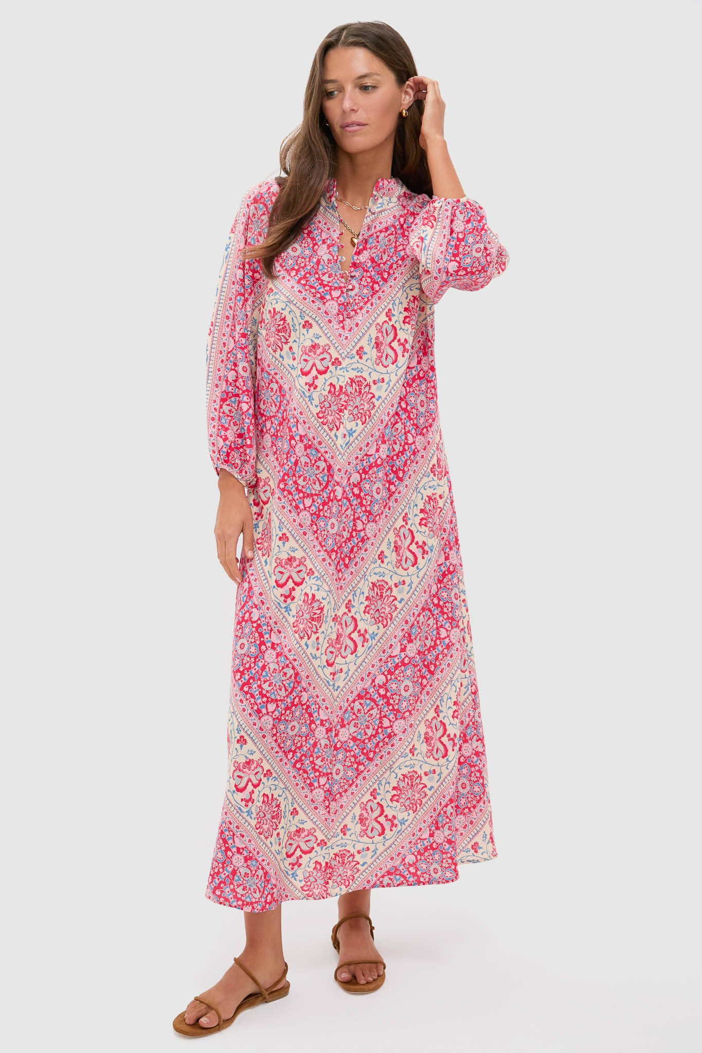 Cerise Chevron Maryse Caftan | Tuckernuck (US)