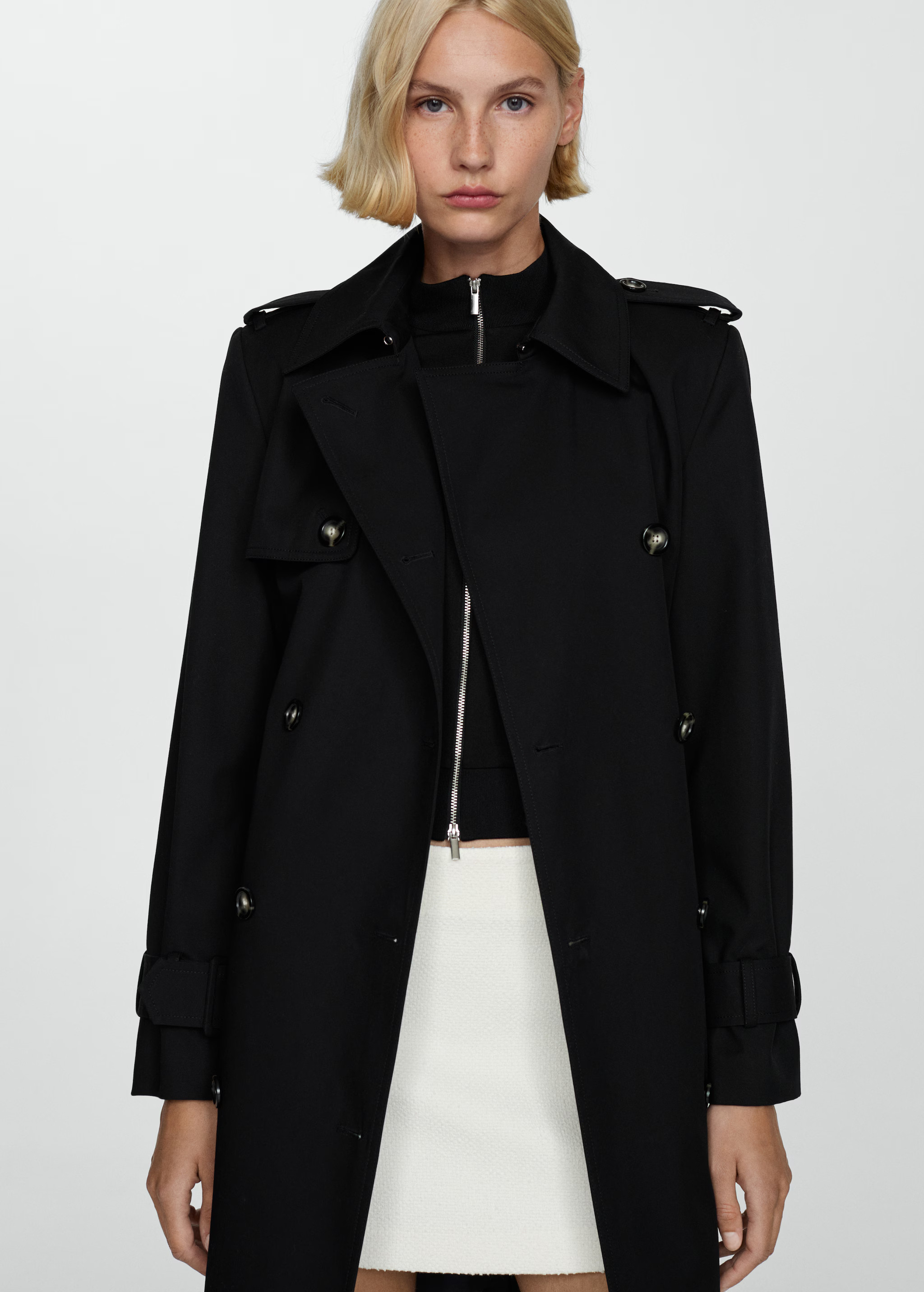 Double-breasted cotton trench coat | MANGO (UK)