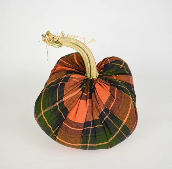 Plaid Print Pumpkin with a Real Stem | Etsy | Etsy (US)