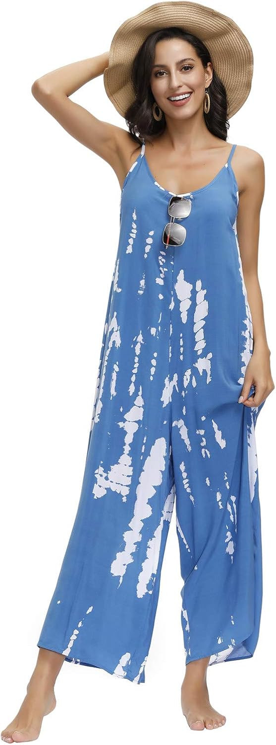 BUENOS NINOS Women's V Neck Floral Maxi Dress Boho Printed Adjustable Spaghetti Strap Ethnic Beac... | Amazon (US)