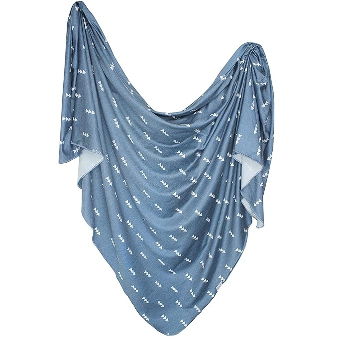 Large Premium Knit Baby Swaddle Receiving Blanket Navy and White Triangles North by Copper Pearl | Amazon (US)