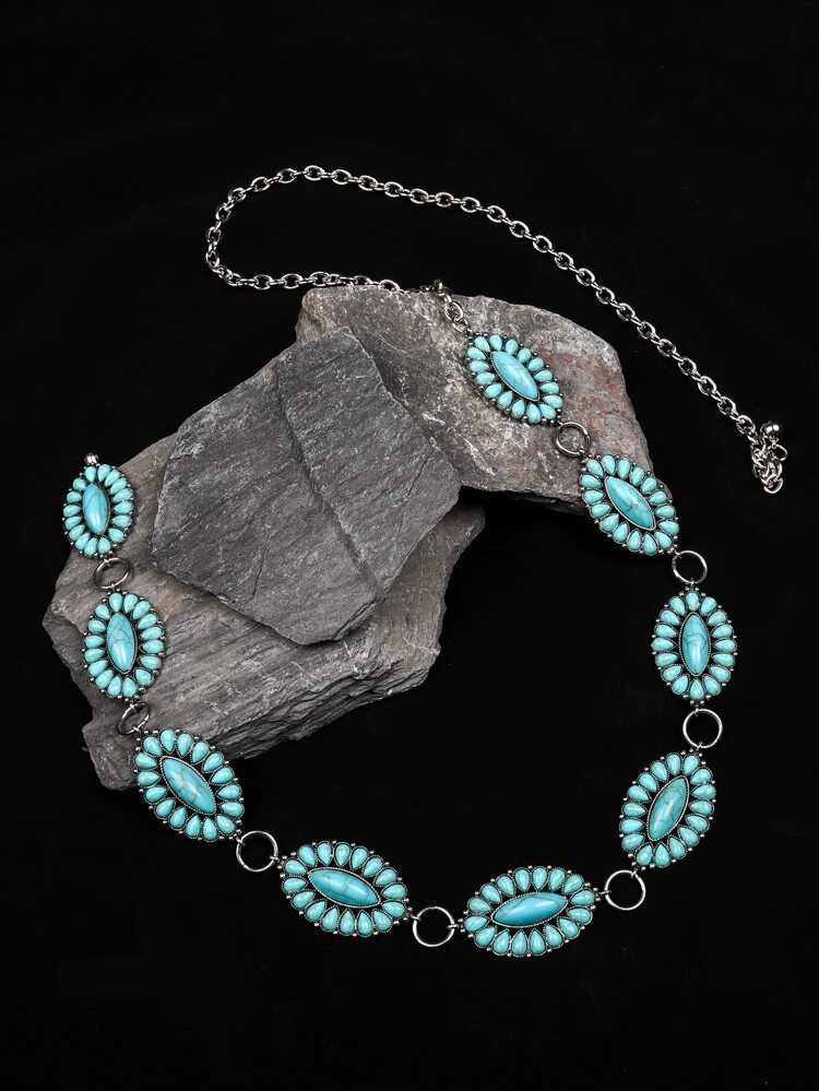 Turquoise Decor Chain Belt | SHEIN