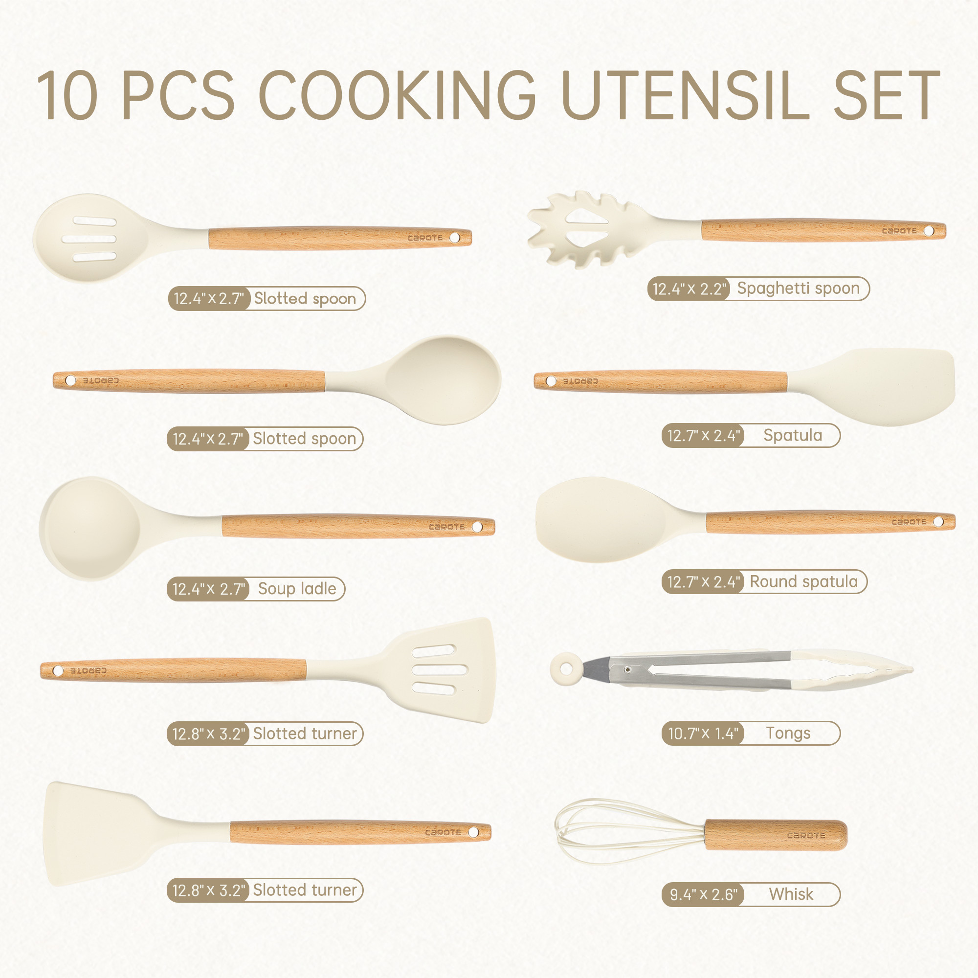 CAROTE Juego de Utensilios de Cocina de Silicona para Cocina, Resistente Al Calor 10 Piezas Juego... | Walmart (US)