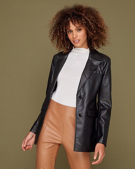 Faux Leather Notch Collar Blazer Jacket
		STYLE: 381842 | Le Chateau Stores Inc.