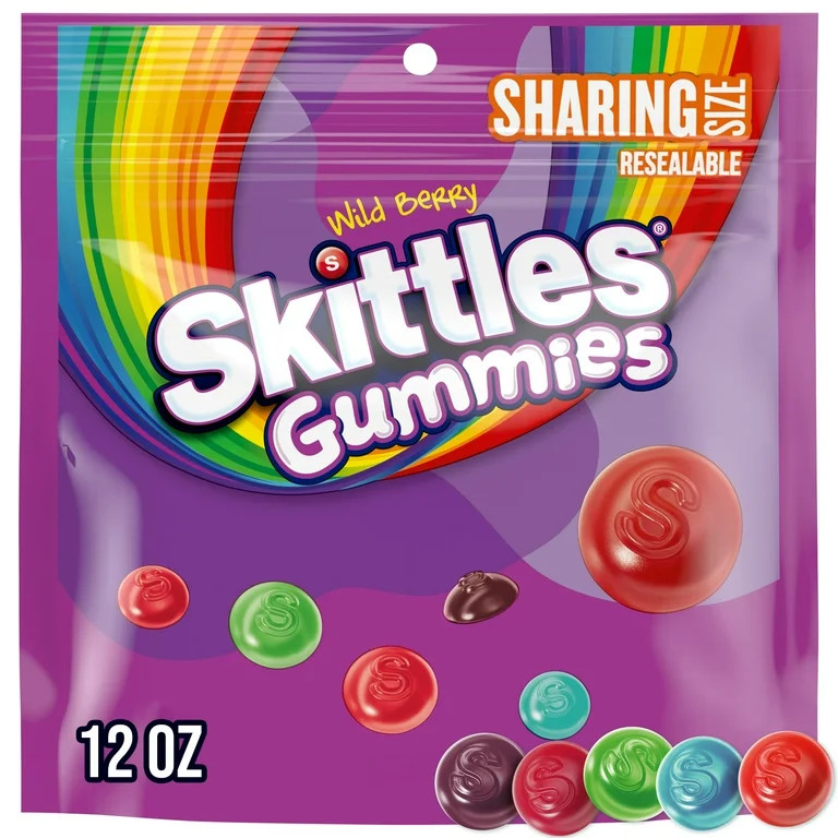 Skittles Gummies Wild Berry Gummy Candy Travel Essentials, Sharing Size - 12 oz Bag | Walmart (US)