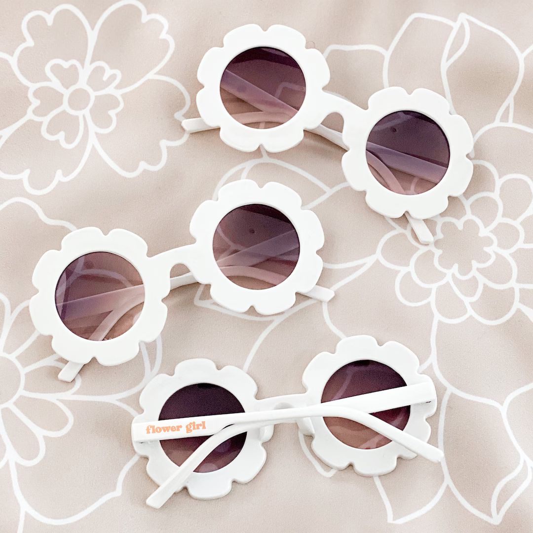 Flower Girl Sunglasses Flower Shaped SunGlasses For Girls Flower Girl Gift Idea Toddler Petal Pat... | Etsy (US)
