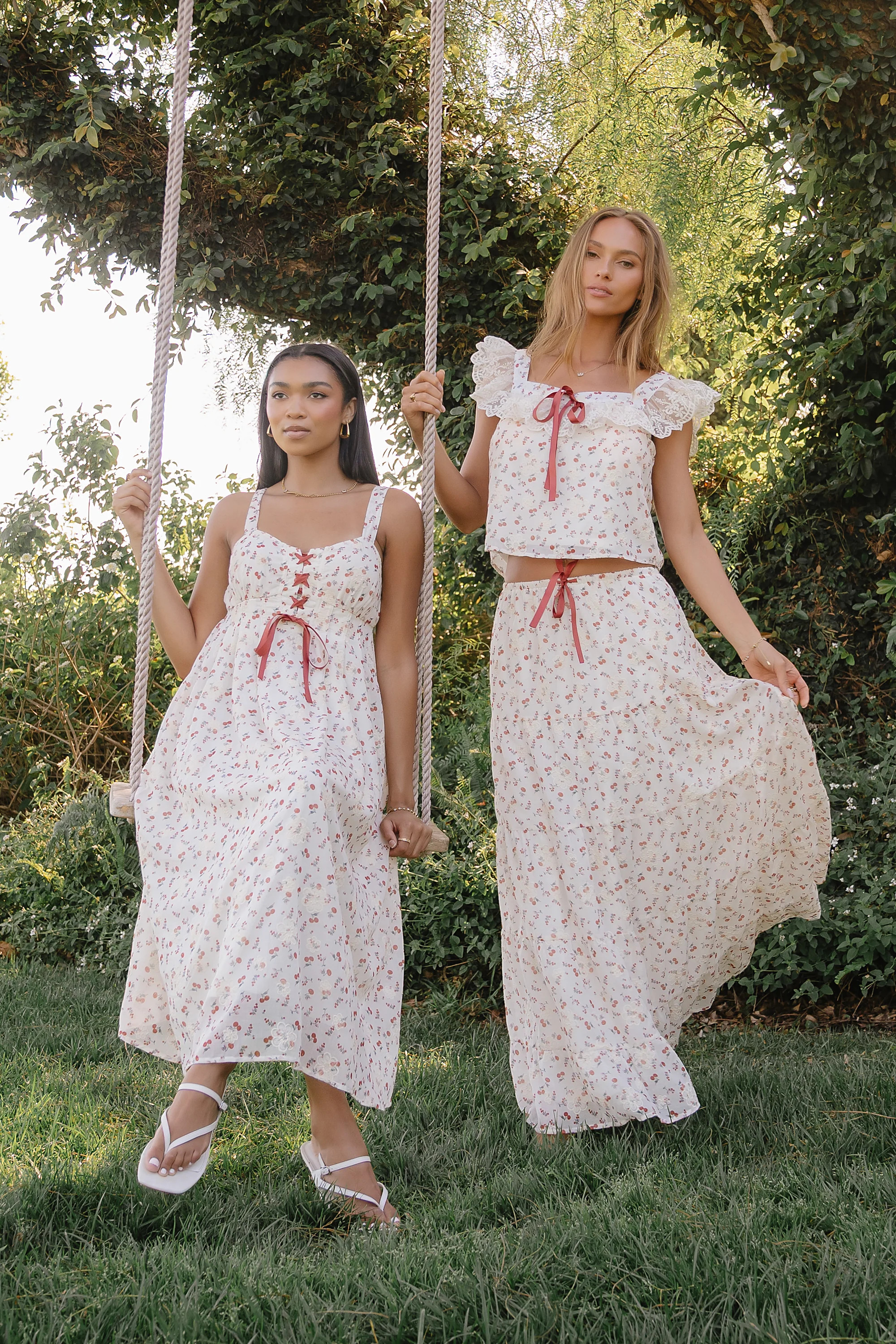 Simon Tiered Maxi Skirt in Red | Böhme US