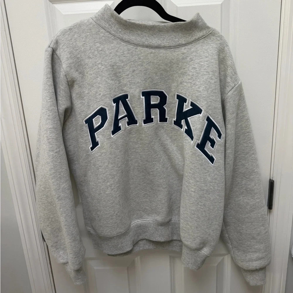 PARKER Grey Crewneck Sweatshirt with Navy Appliqué | Poshmark